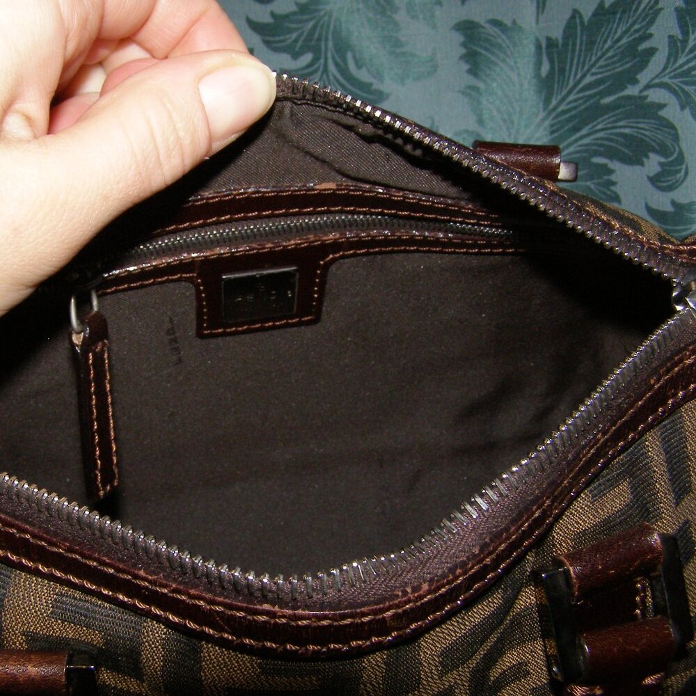 FENDI Zucca Small bag Top handle Satchel AUTHENTIC - Picture 10 of 13